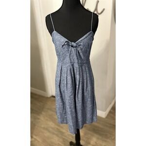 Madewell Chambray Tie-Front Cutout Cami Dress Women's Mini Smocked Blue Size 4